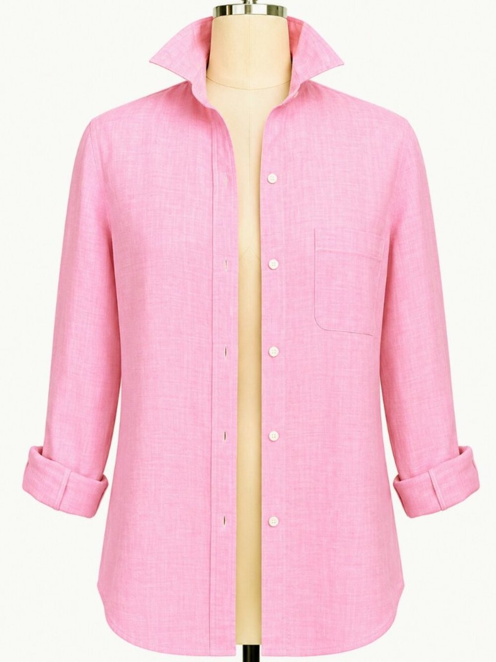 💋 Grayson Strawberry Pink Shirt | Long Sleeve | Collared | 100% Linen | Size 2